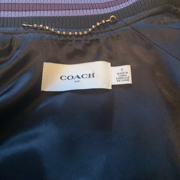 Auth Coach embroidered landscape oversized Souvenir varsity luxe bomber jacket - Picture 8 of 12